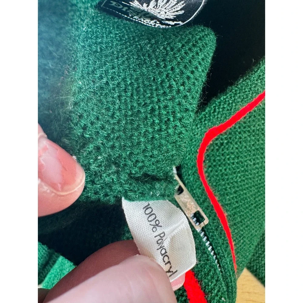 Vintage Silber Distel Trachten‎ Zip Up Sweater Kids Green Red Trim Alpine Folk